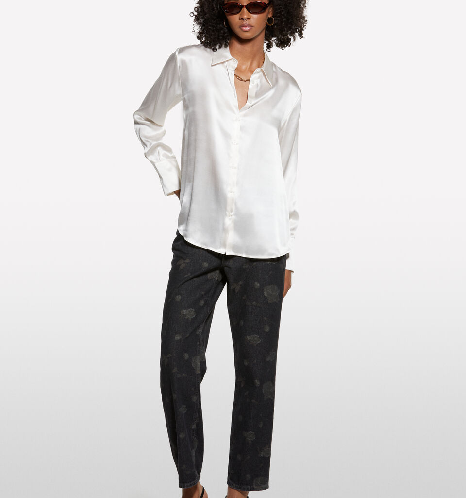 Camisa branco nata 100% seda - camisas para mulher - Branco Nata | Sisley image number 1